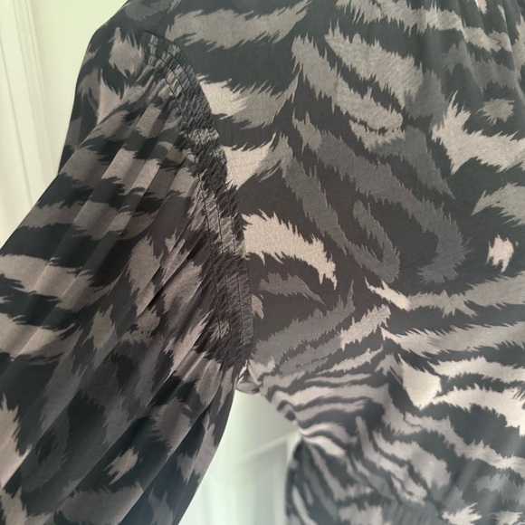 All Saints Fayre Remix Animal Printed Long Sleeve Black Handkerchief Midi Dress - Picture 6 of 14